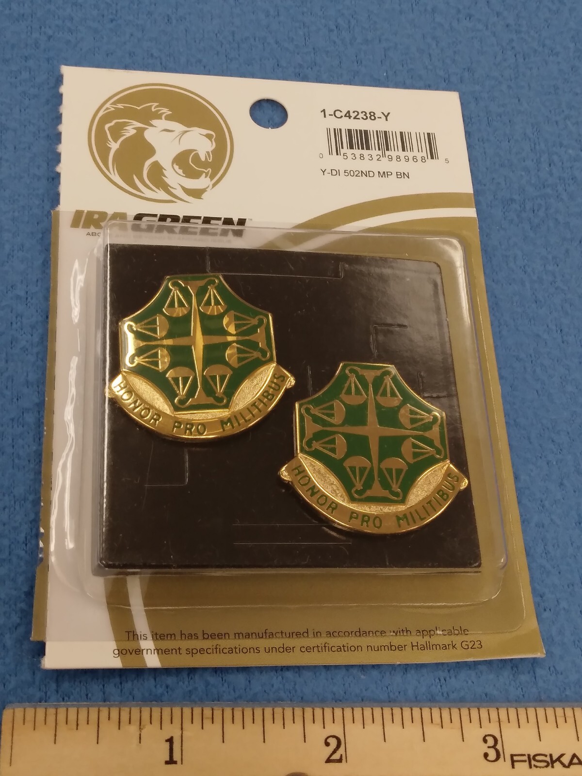 PAIR OF IRA GREEN - US Army 502nd MILITARY POLICE BATTALION DUI Crest - NEW G-23 PAIR OF IRA GREEN - US Army 502nd MILITARY POLICE BATTALION DUI Crest - NEW G-23