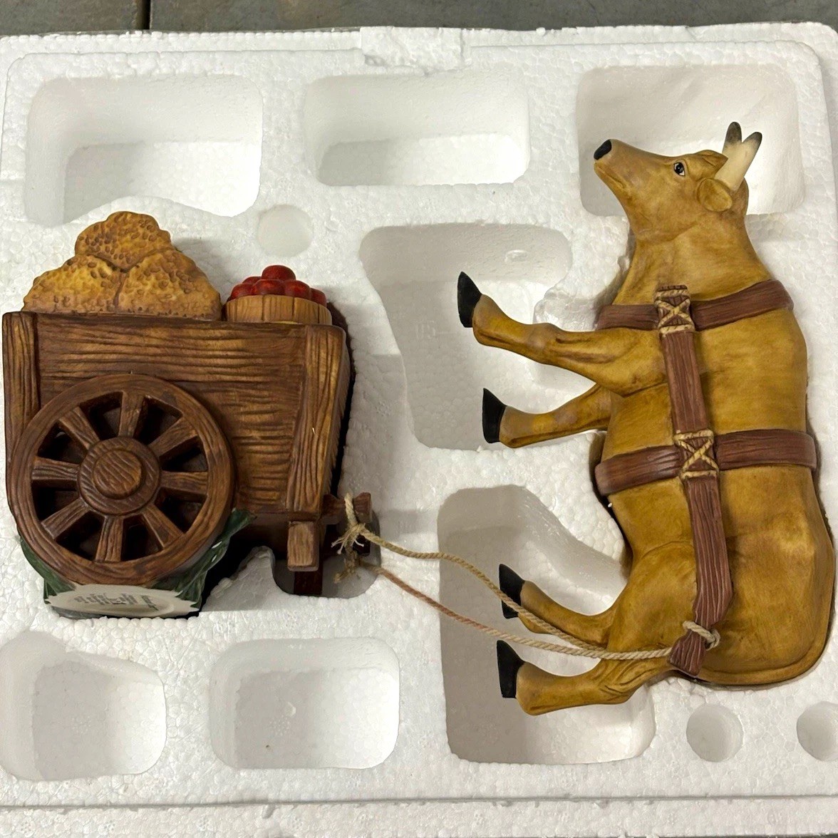 Thomas Kinkade Nature's Nurture Merchant Cart Loyal Ox Resin Figurine 2005 COA