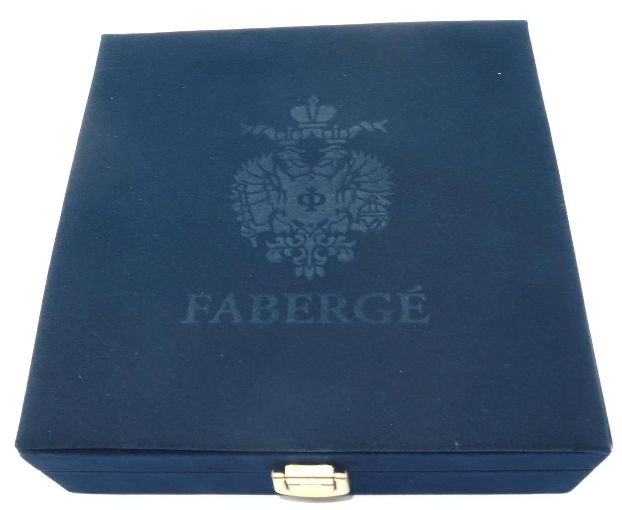 Fabergé Blue Velvet Designer Presentation Box, 7 1/2" x 7 1/2" x 2 3/8" H Fabergé Blue Velvet Designer Presentation Box, 7 1/2" x 7 1/2" x 2 3/8" H