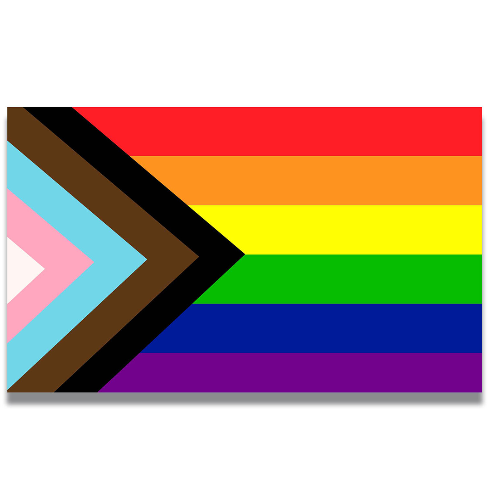 Gay Pride Progress Pride Rainbow Flag Magnet Decal, 5x8 In, Automotive Magnet