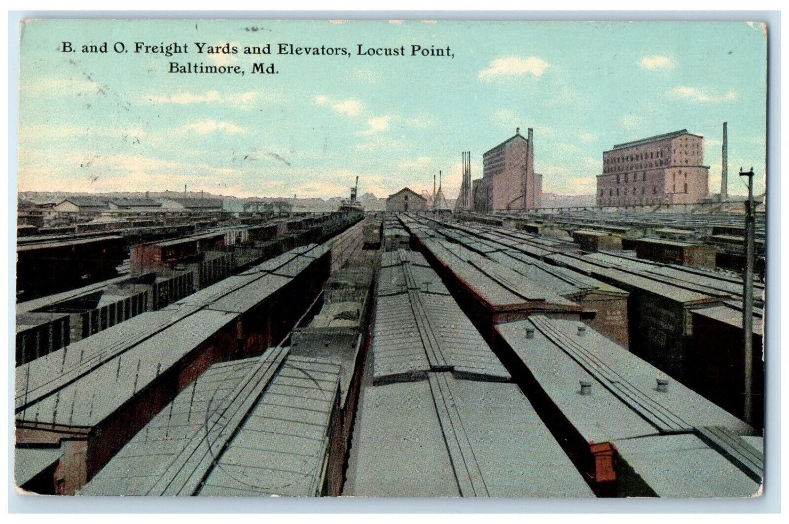1911 B And O Freight Yards And Elevators Locust Point Baltimore MD Postcard