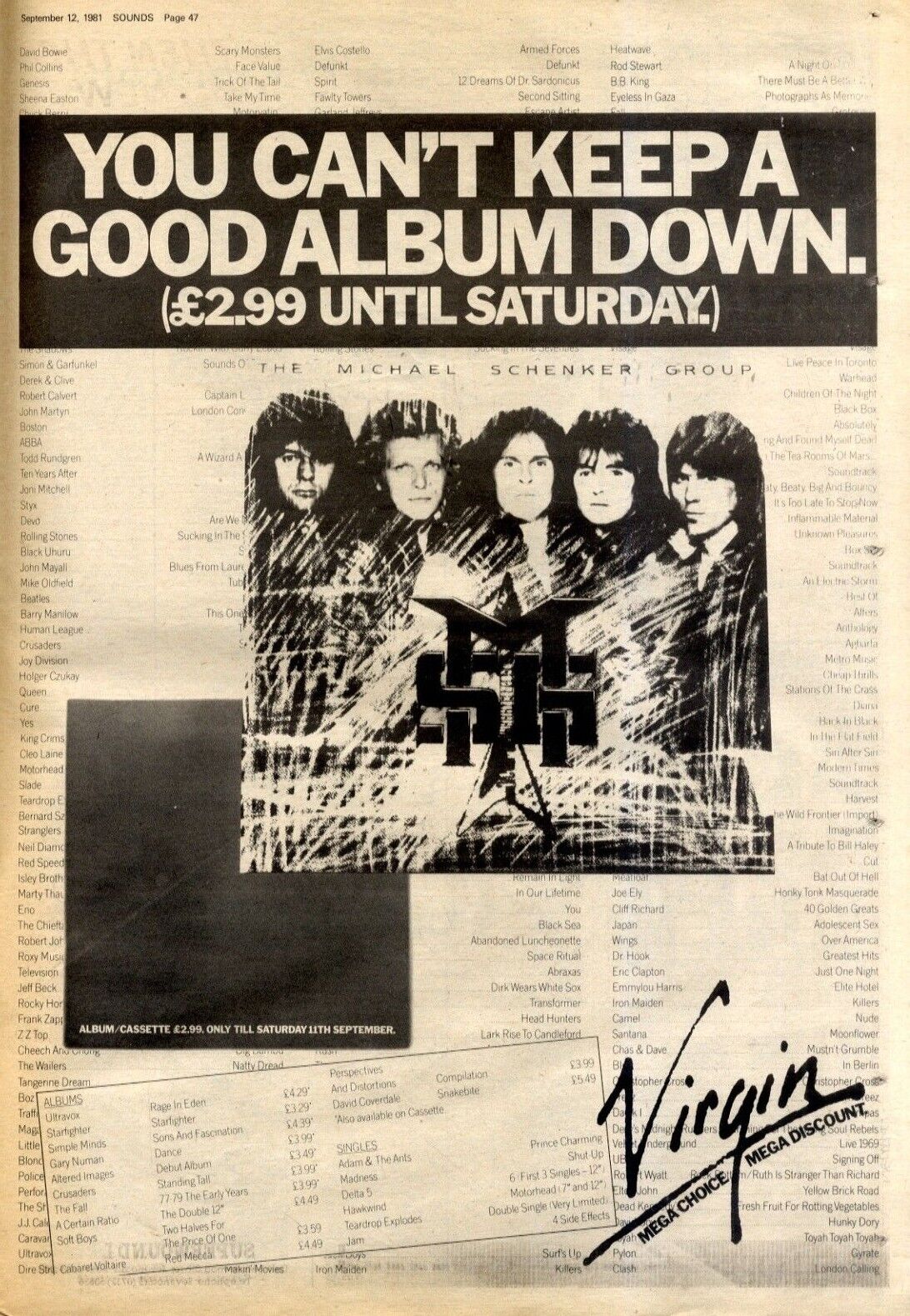 F23 NEWSPAPER PICTURE/ADVERT 15X11 THE MICHAEL SCHENKER GROUP