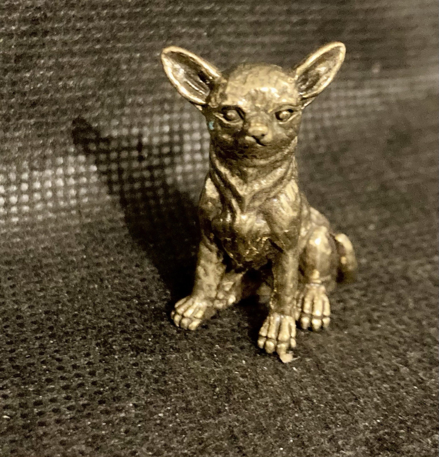 Sitting Chihuahua Dog 1 1/4" Brass Handcrafted Figurine