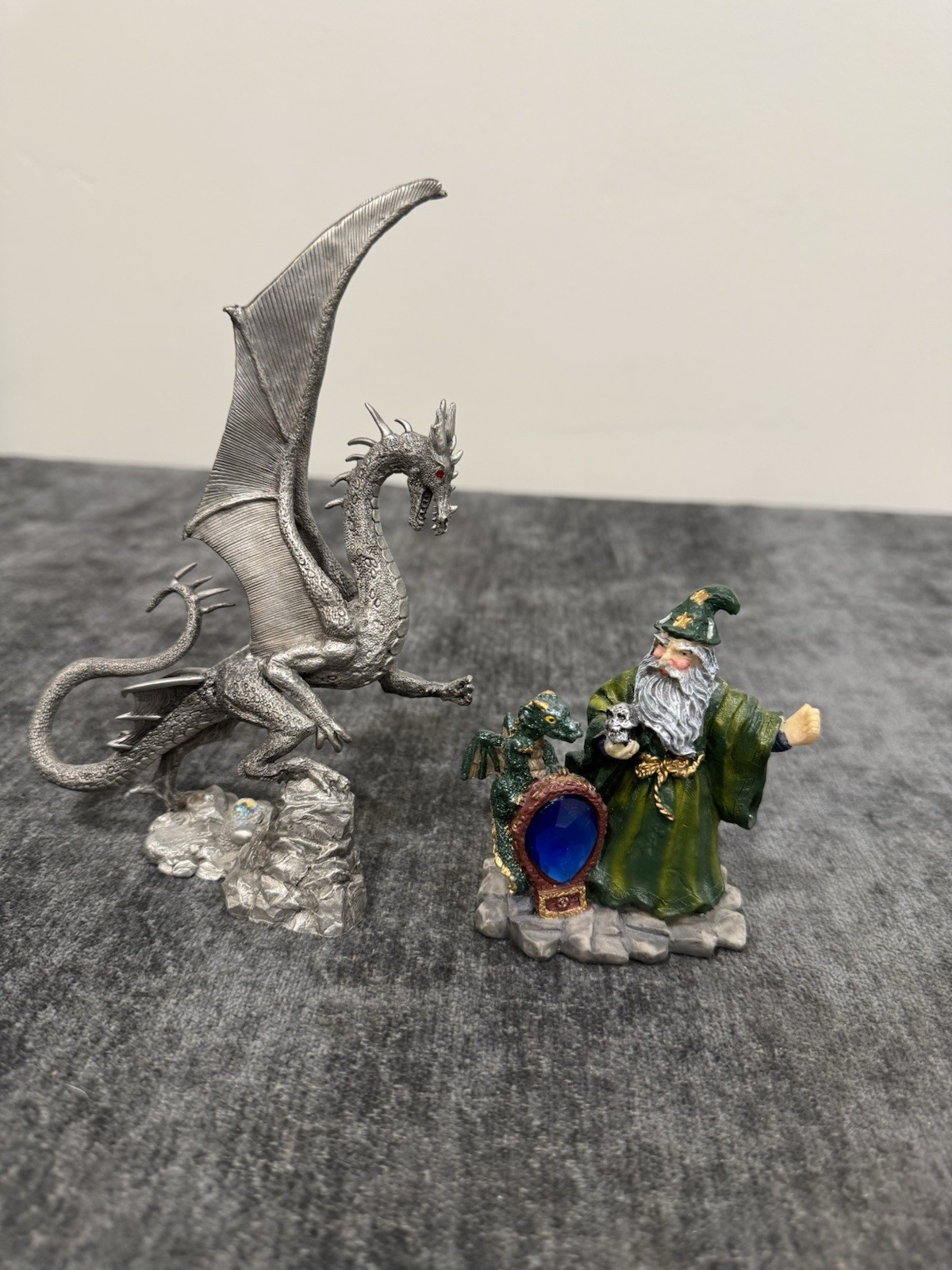 Ral Partha Pewter Winged Dragon Dungeons & Dragons Figure PP730 W/Wizard Figure