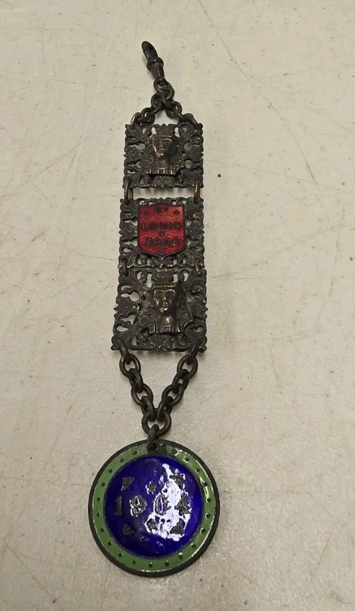 Antique 1904 Worlds Fair St Louis Enamel Watch Fob Ladder Sphinx Old Cairo Pike Antique 1904 Worlds Fair St Louis Enamel Watch Fob Ladder Sphinx Old Cairo Pike