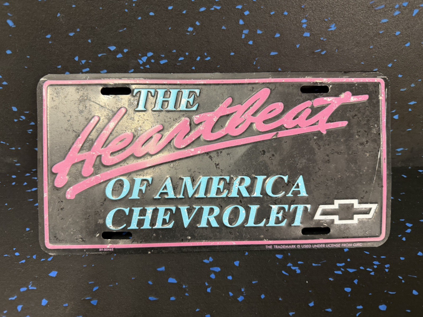 RARE ORIGINAL VINTAGE 80'S THE HEARTBEAT OF AMERICA BOOSTER TAG LICENSE SIGN RARE ORIGINAL VINTAGE 80'S THE HEARTBEAT OF AMERICA BOOSTER TAG LICENSE SIGN