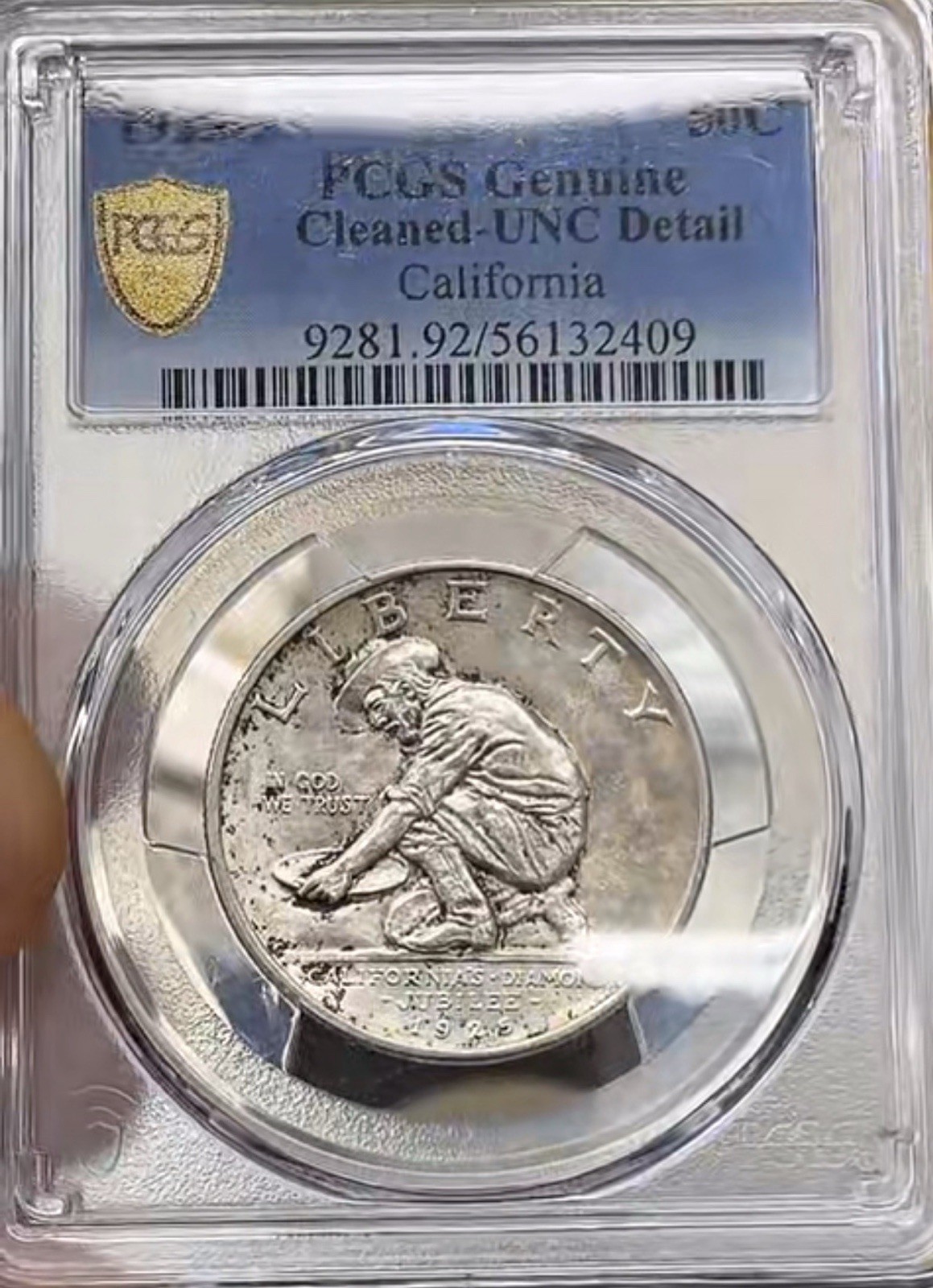 1925-S California Diamond Jubilee 50C Silver Commem Half PCGS Cleaned UNC 1925-S California Diamond Jubilee 50C Silver Commem Half PCGS Cleaned UNC