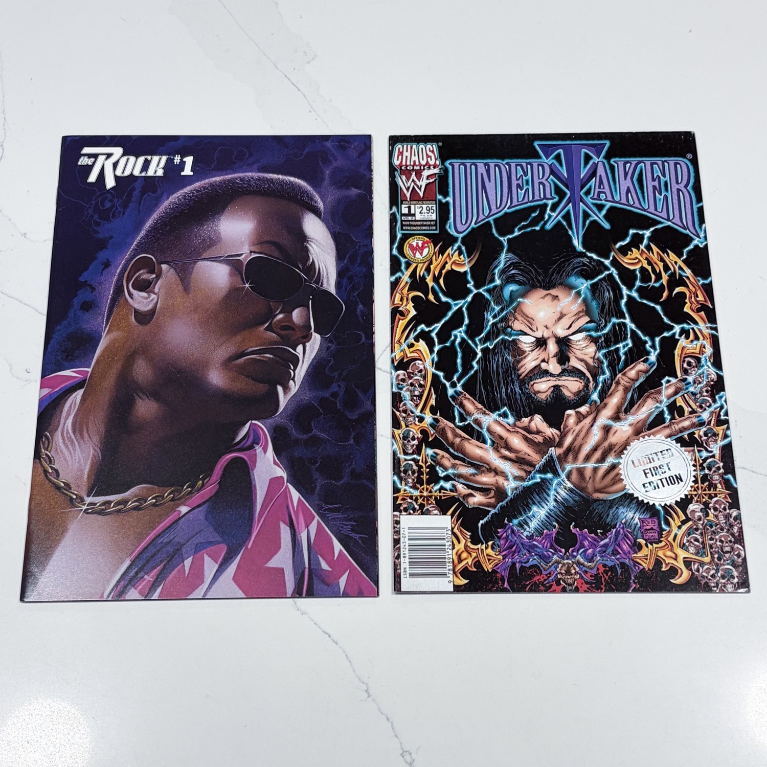 WWF Chaos Comics Lot The Rock #1 Undertaker #1 Rare Limited Edition Vintage WWE