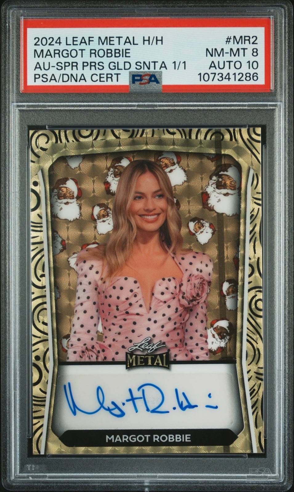 2024 Leaf Metal Holidays Exclusive Margot Robbie Auto Gold Santa 1/1 PSA Auto 10 2024 Leaf Metal Holidays Exclusive Margot Robbie Auto Gold Santa 1/1 PSA Auto 10