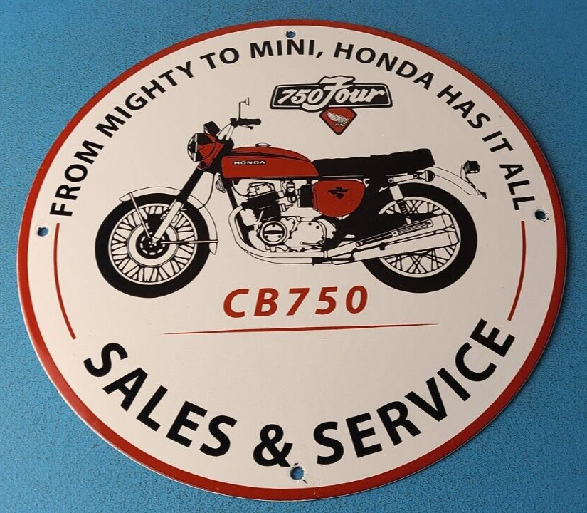 Vintage Honda Motorcycle Sign - Biker Automobile Gas Pump Service Porcelain Sign