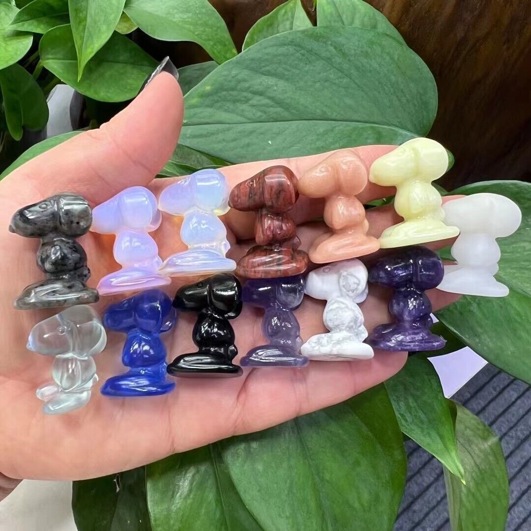 50pc Natural mixed quartz hand carved crystal Random mini Snoopy reiki healing