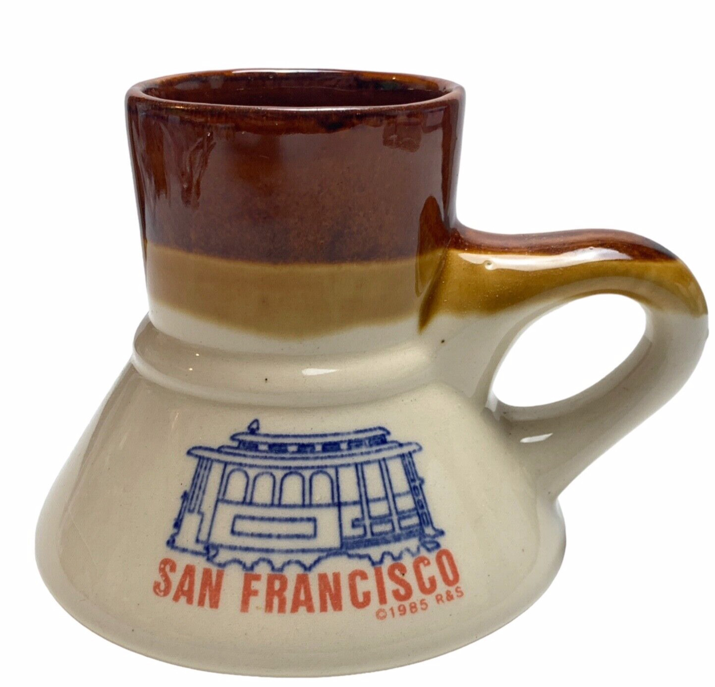 Vtg 80's San Francisco Coffee Mug No Spill Non-Slip Travel Flat Wide Base 1985 Vtg 80's San Francisco Coffee Mug No Spill Non-Slip Travel Flat Wide Base 1985