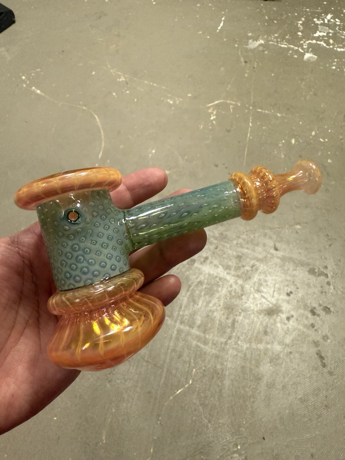🔥 Stunning Custom-Made Hammer Glass Bubbler– Color-Changing Marble Opal 🔥 Stunning Custom-Made Hammer Glass Bubbler– Color-Changing Marble Opal