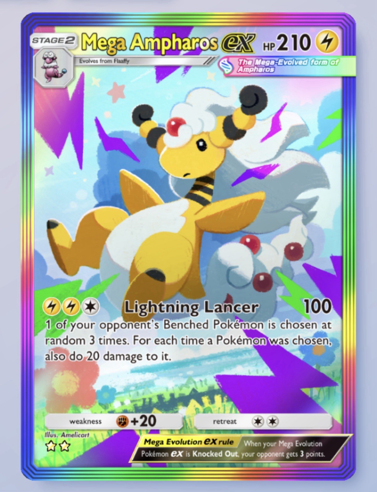 Pokemon Mega Ampharos EX Eng - Pokemon TCG Pocket - 2 Star - mega rising Pokemon Mega Ampharos EX Eng - Pokemon TCG Pocket - 2 Star - mega rising