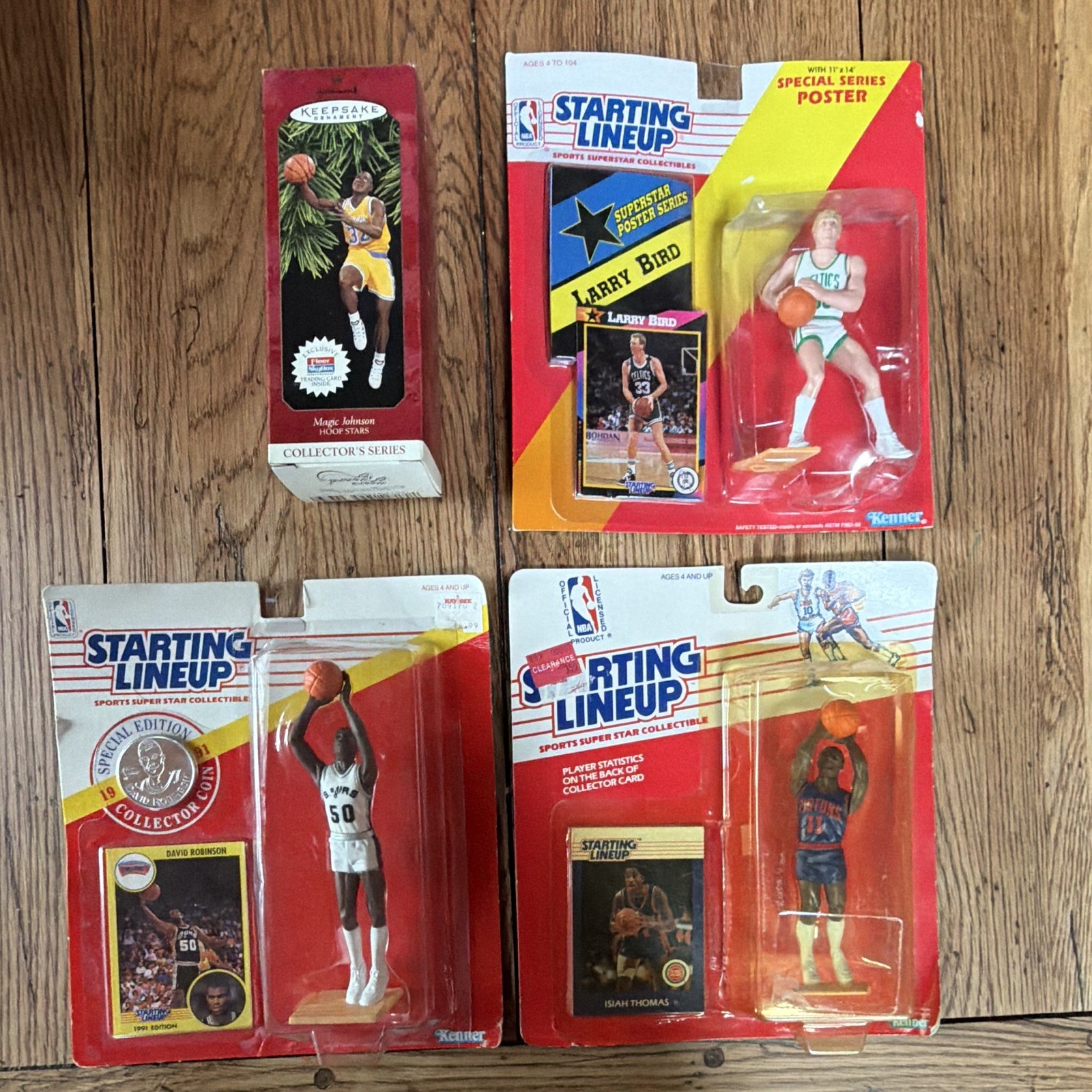 Kenner Starting Lineup NBA Figures Larry Bird Robinson Thomas Johnson Coin Kenner Starting Lineup NBA Figures Larry Bird Robinson Thomas Johnson Coin
