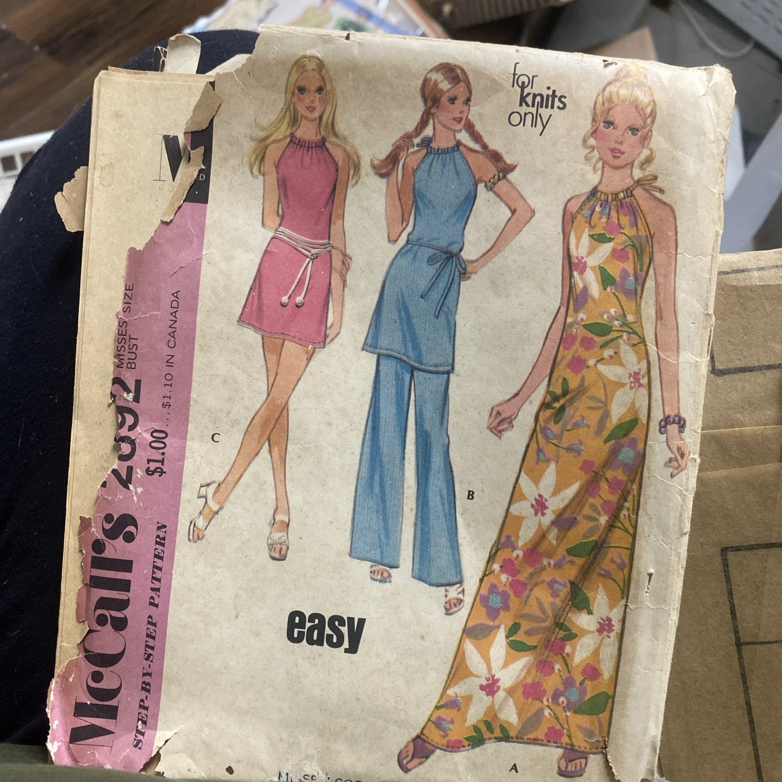 McCall's 2892 Halter Neck Maxi & Mini Dress or Top & Pants Sz 10 CUT COMPLETE