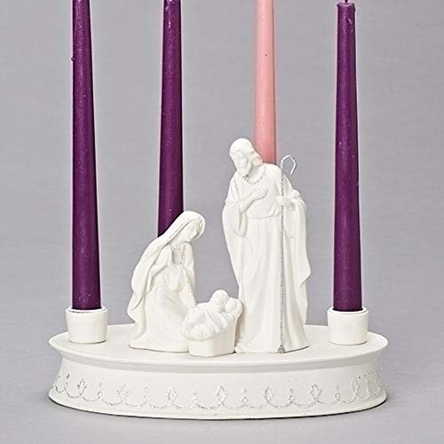 7.7 Inch Tall Holy Family White Advent Holder – Candles not Included 7.7 Inch Tall Holy Family White Advent Holder – Candles not Included