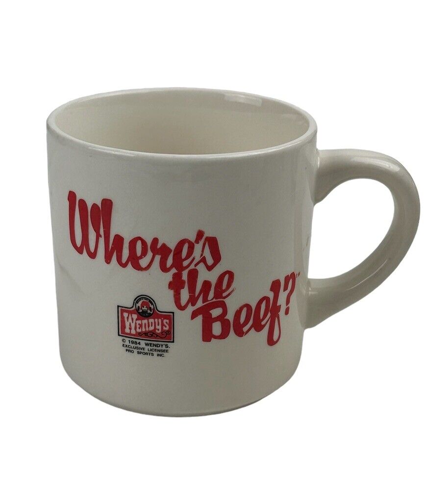 Vintage 1984 Heavyweight Wendy\'s \'Where\'s the Beef\' Coffee Mug 10 Oz