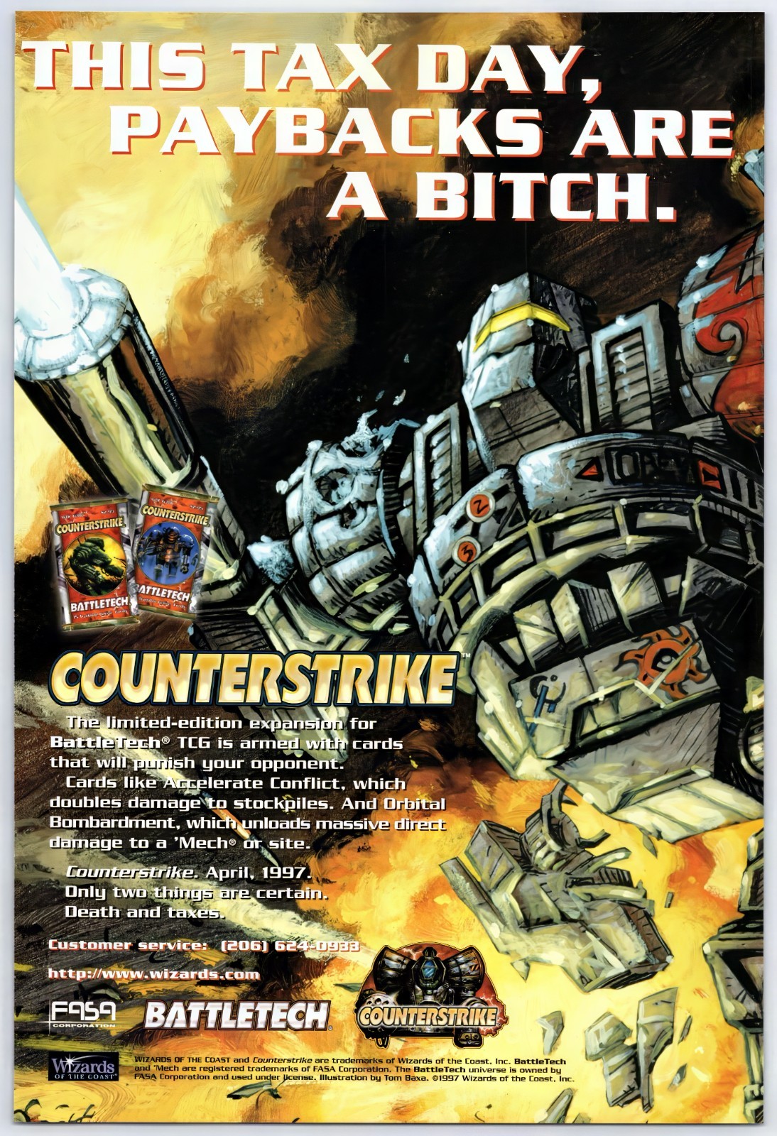 BattleTech Counterstrike Card Game CCG TCG - Original Print Ad Poster Promo 1997 BattleTech Counterstrike Card Game CCG TCG - Original Print Ad Poster Promo 1997