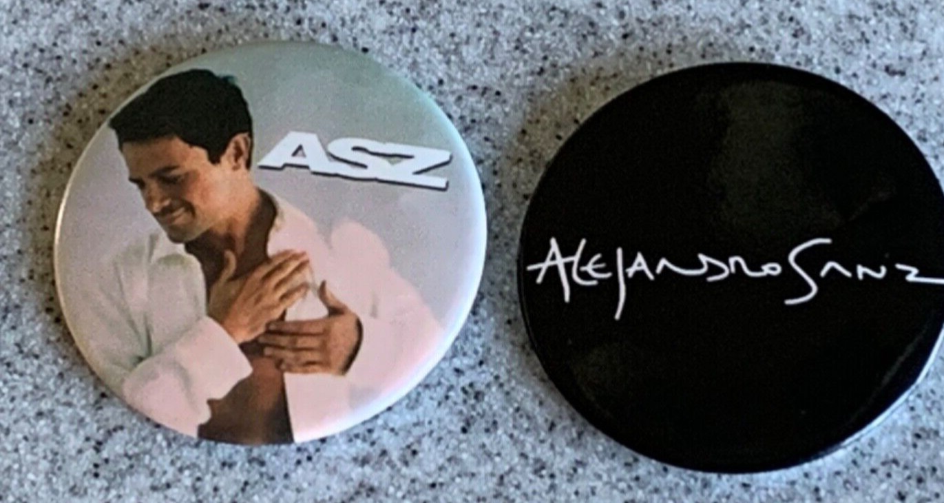 Alejandro Sanz ASZ Vintage 2004 tour pinback button set Rare Alejandro Sanz ASZ Vintage 2004 tour pinback button set Rare