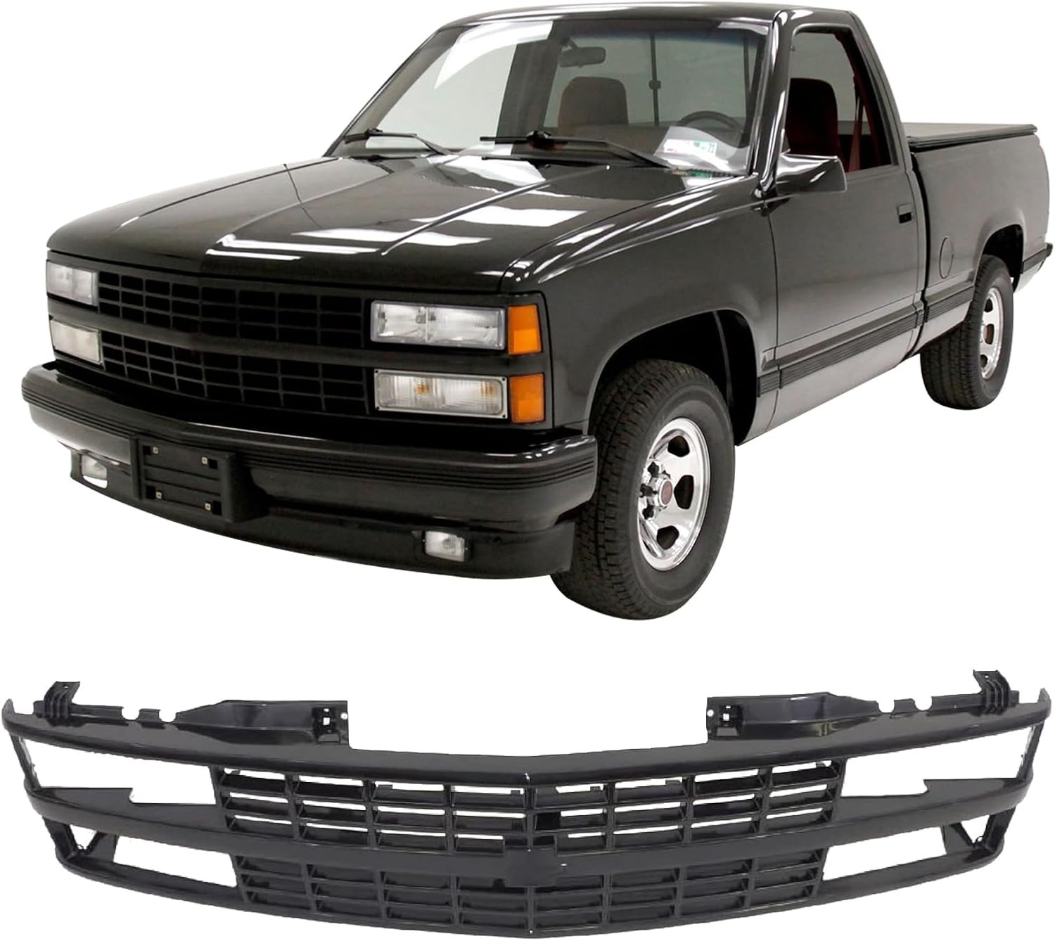 Front Grille Black Shell with Black Insert Grill Compatible with Chevrolet 1988- Front Grille Black Shell with Black Insert Grill Compatible with Chevrolet 1988-