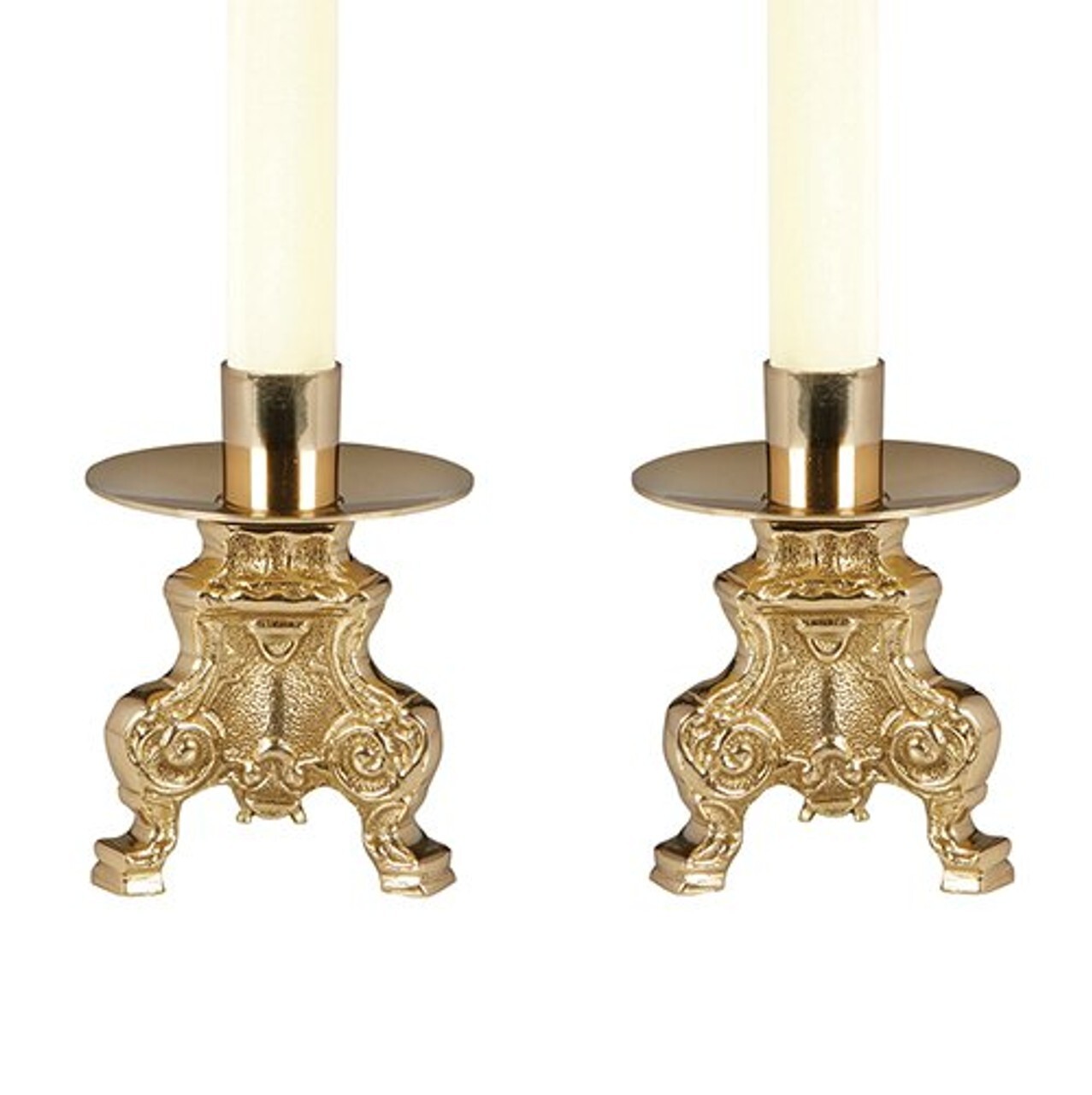 Small Altar Candlesticks - Pair, Set of 2 Brass Altar Candleholders 4.5" High Small Altar Candlesticks - Pair, Set of 2 Brass Altar Candleholders 4.5" High