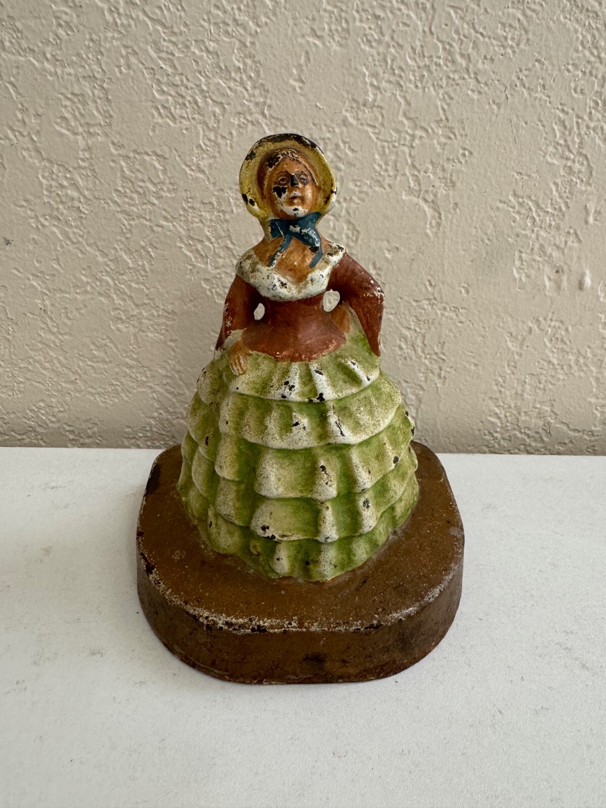 Antique CJO Judd 1247 Cast Iron Painted Southern Lady Bell Dress Doorstop Antique CJO Judd 1247 Cast Iron Painted Southern Lady Bell Dress Doorstop