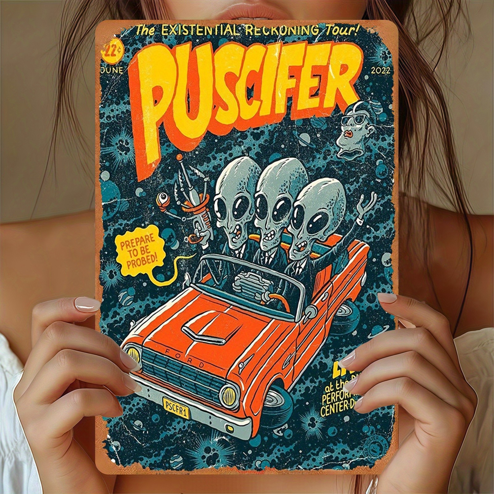 2D Flat - 2D Plane Retro Tin Metal Signs Home Décor Wall Art, Puscifer Existent