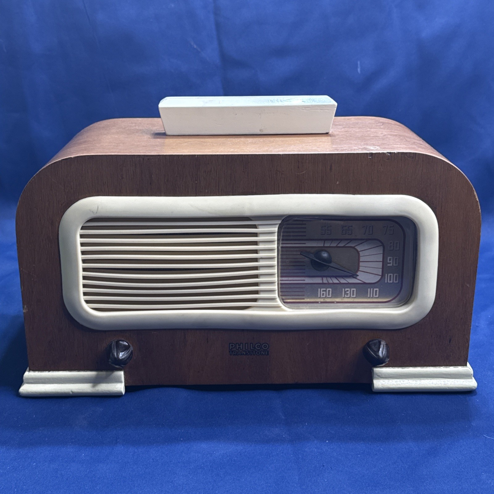 1942 Philco Transitone 42-PT95 AM Tube Radio Wood Cabinet Tested Working