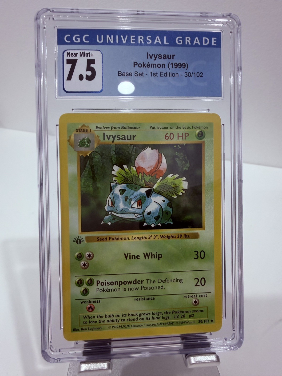 Pokémon 1999 Base Set 1st Edition Ivysaur CGC 7.5 Trading Card #30/102 Pokémon 1999 Base Set 1st Edition Ivysaur CGC 7.5 Trading Card #30/102