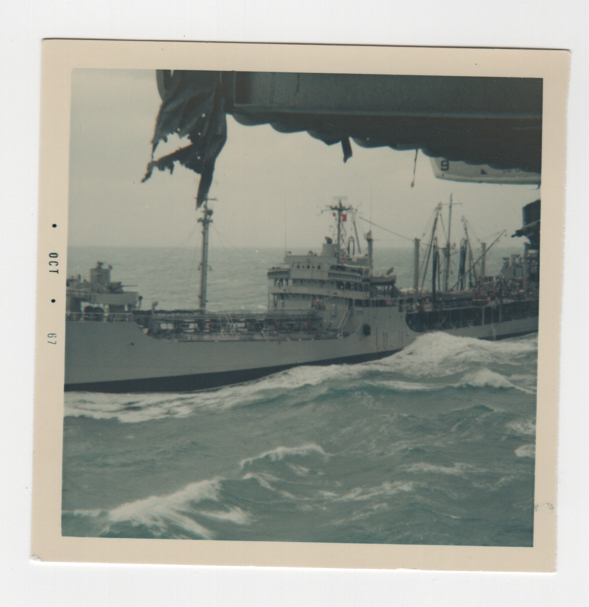 Vintage 1967 Photo US Navy Ship Underway Replenishment UNREP Tanker At Sea 60s Vintage 1967 Photo US Navy Ship Underway Replenishment UNREP Tanker At Sea 60s