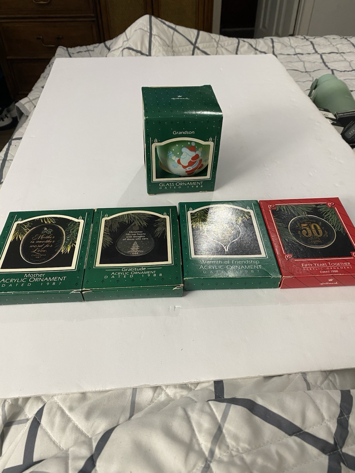 Hallmark Christmas Ornaments Antique 1987-1988 Lott of 5 In Boxes Vintage