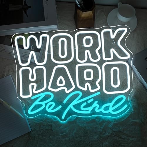 Neon Sign Work Hard Be Kind Quote Acrylic Wall Decor 12x6 Inches Neon Sign Work Hard Be Kind Quote Acrylic Wall Decor 12x6 Inches