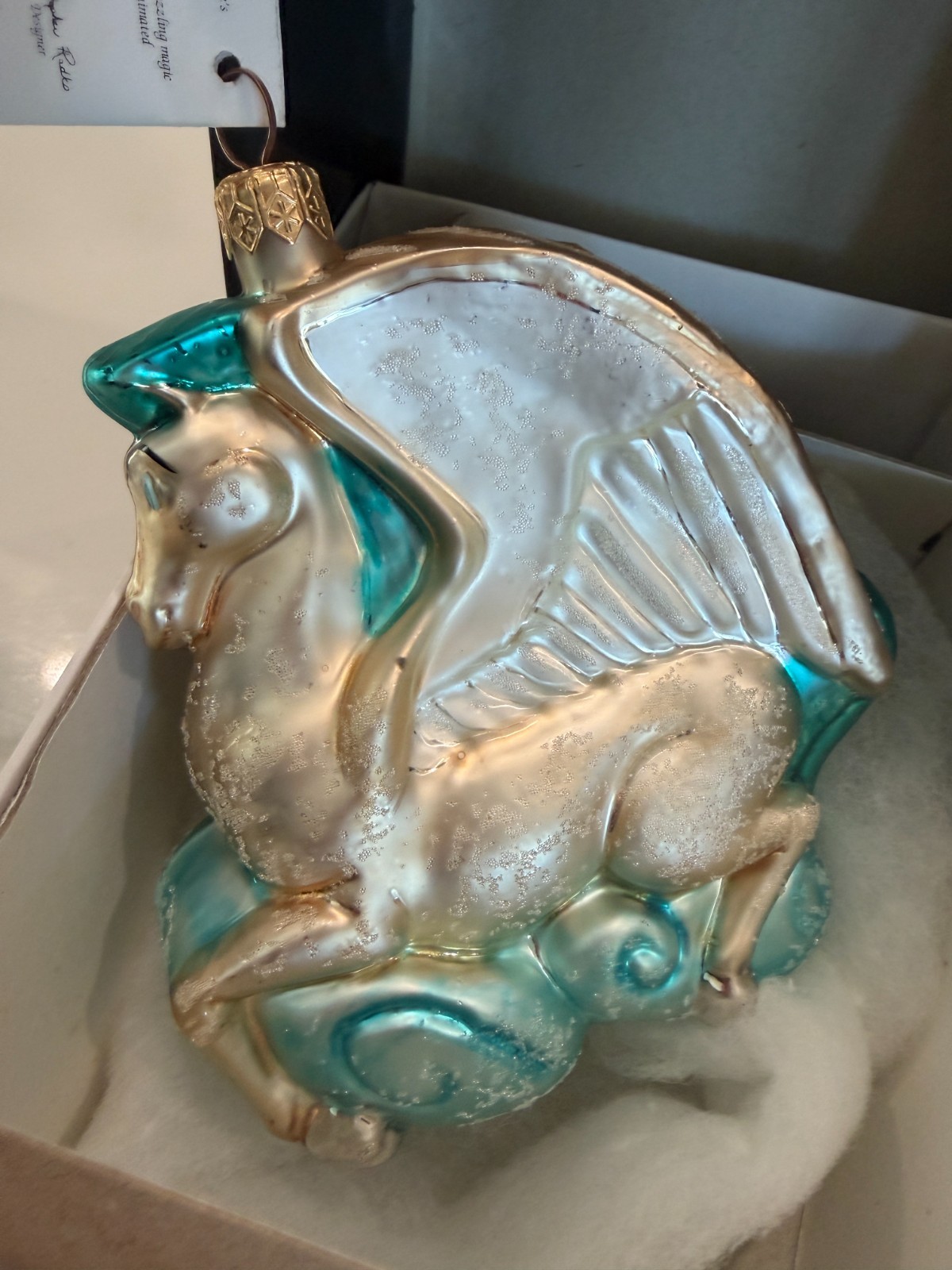 Christopher Radko Disney Hercules Pegasus Glass Ornament 1997 w/ Box Tag Christopher Radko Disney Hercules Pegasus Glass Ornament 1997 w/ Box Tag