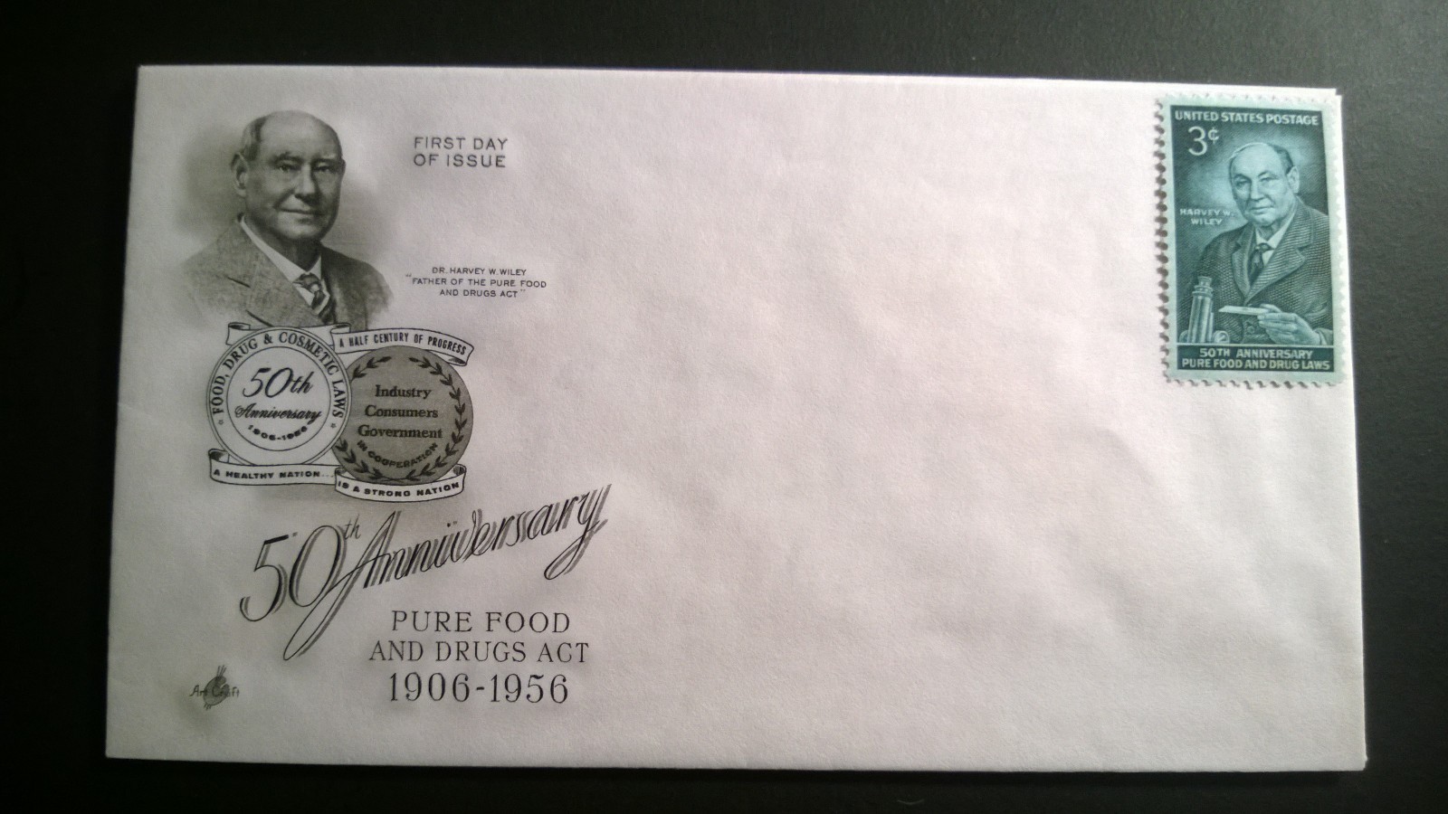 1956 FIRST DAY ISSUE ENVELOPE WITH ORIGINAL 3 CENT STAMP "50th ANNIVERSARY " 1956 FIRST DAY ISSUE ENVELOPE WITH ORIGINAL 3 CENT STAMP "50th ANNIVERSARY "