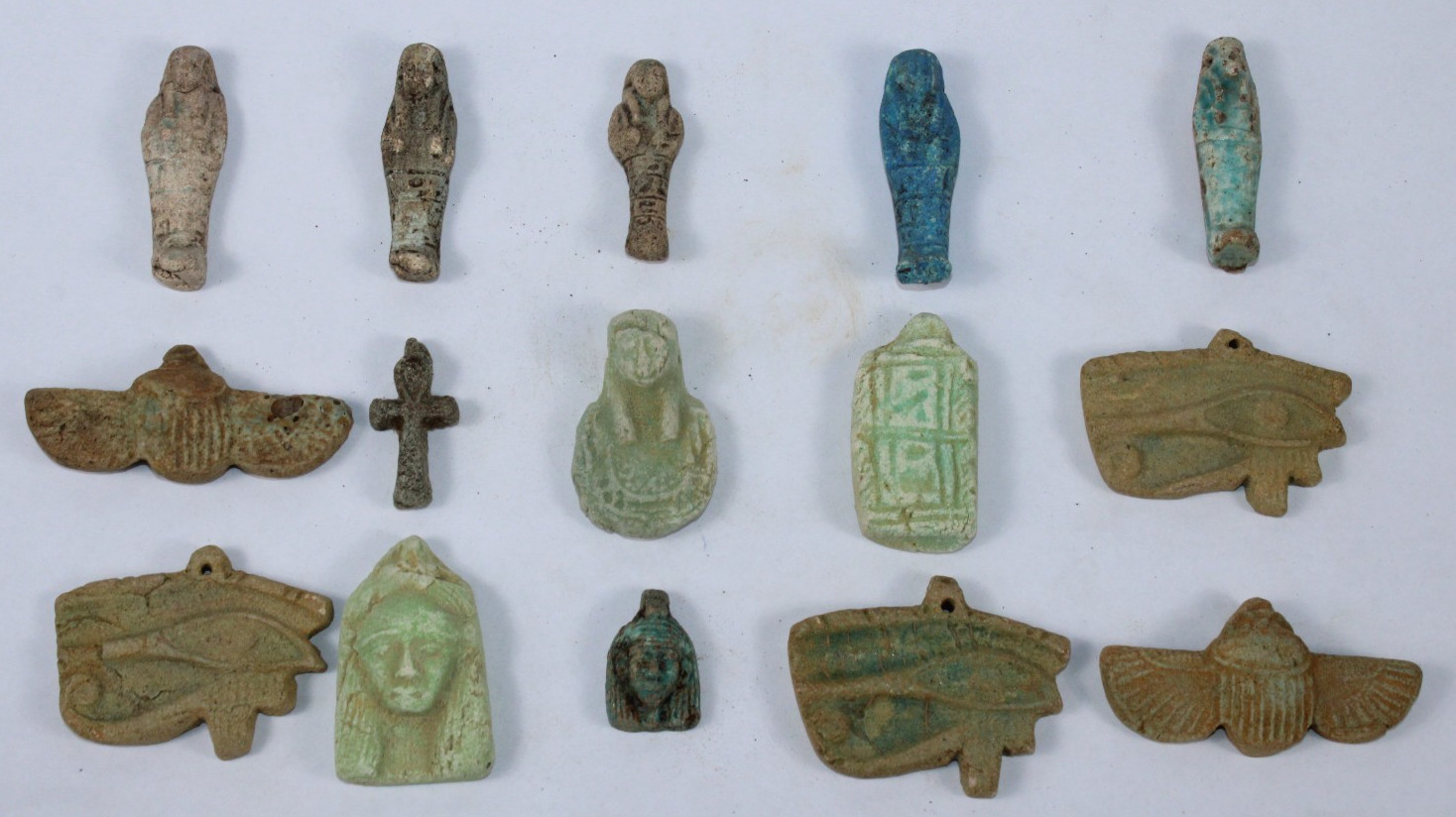 COLLECTION of 15 RARE ANCIENT EGYPTIAN PHARAONIC ANTIQUE Amulets (Egypt History) COLLECTION of 15 RARE ANCIENT EGYPTIAN PHARAONIC ANTIQUE Amulets (Egypt History)
