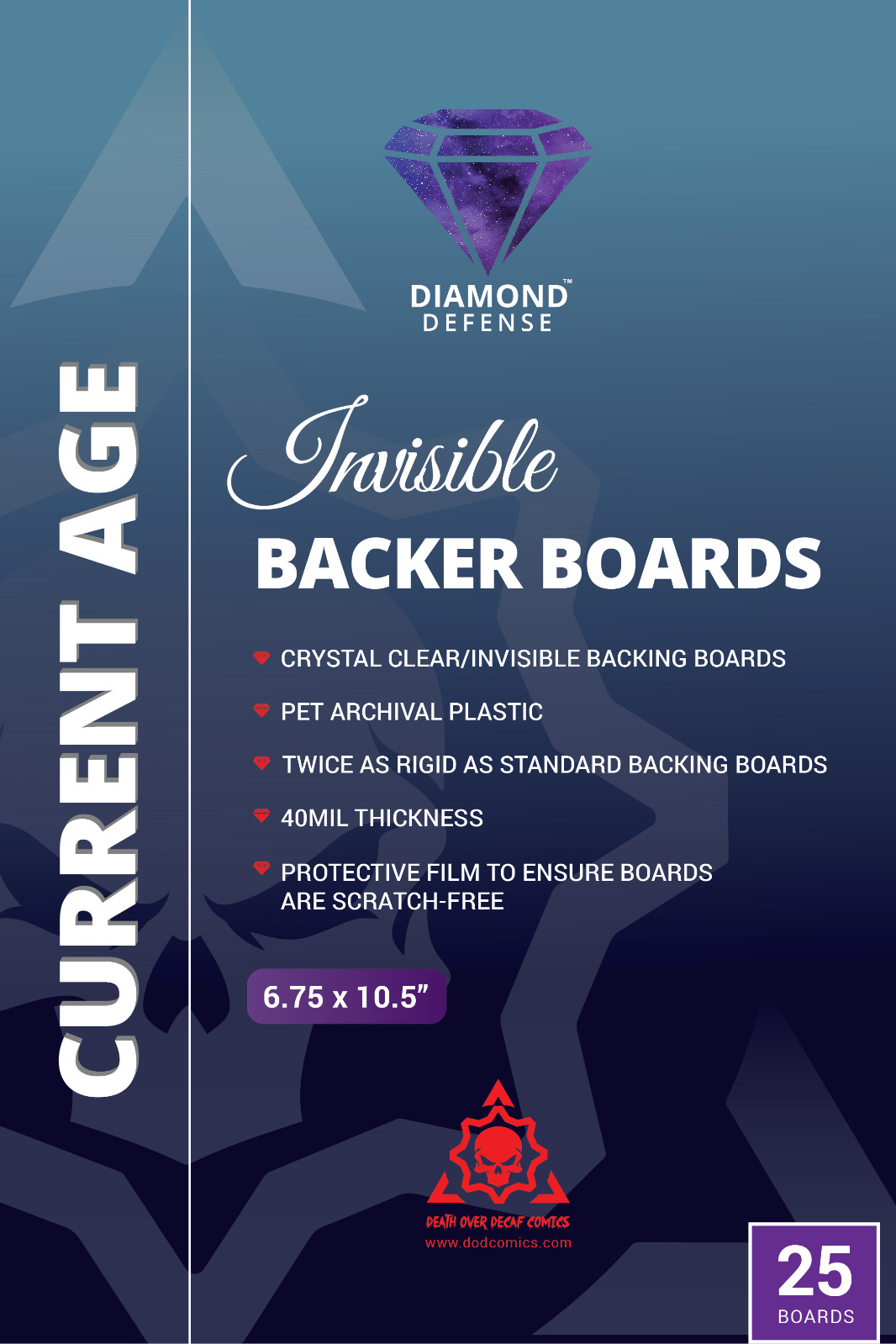 25 Crystal CLEAR COMIC BACKER BOARDS, Diamond Defense