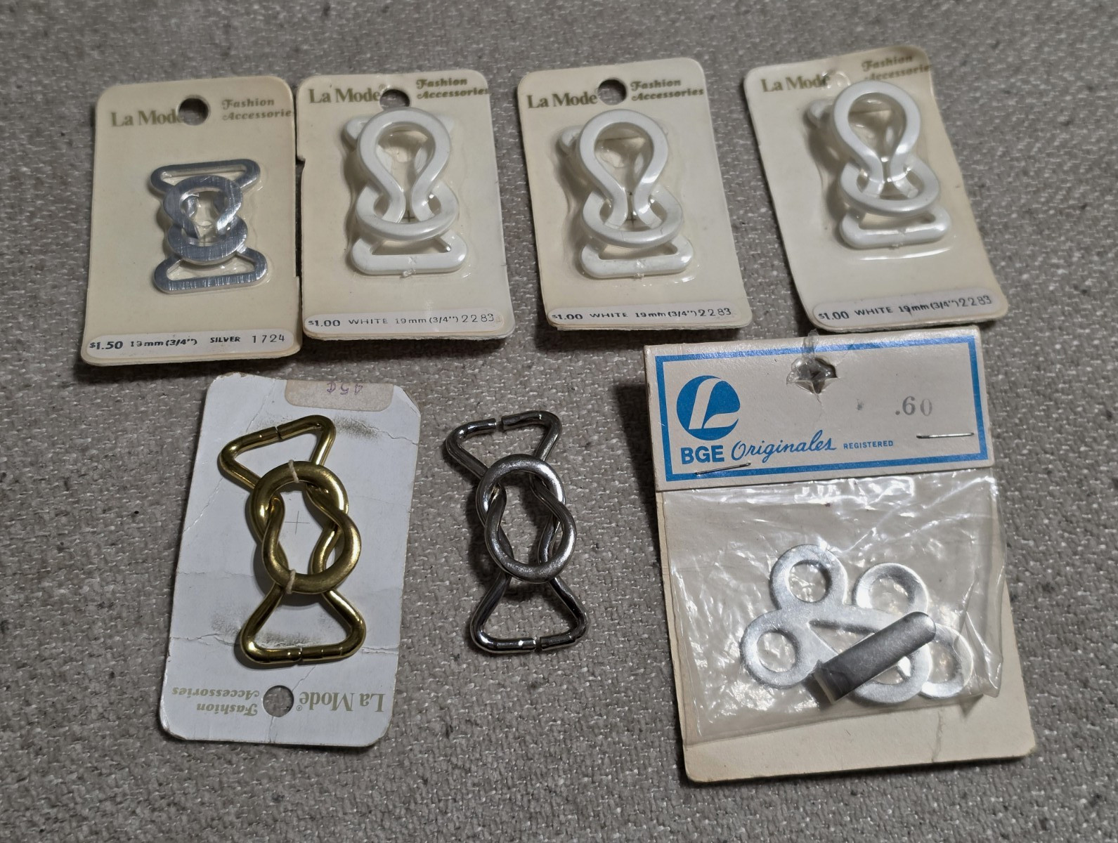 VTG Sewing Belt Buckle Clasp Lot 7 NOS La Mode BGE Originals 1970s Silver White VTG Sewing Belt Buckle Clasp Lot 7 NOS La Mode BGE Originals 1970s Silver White