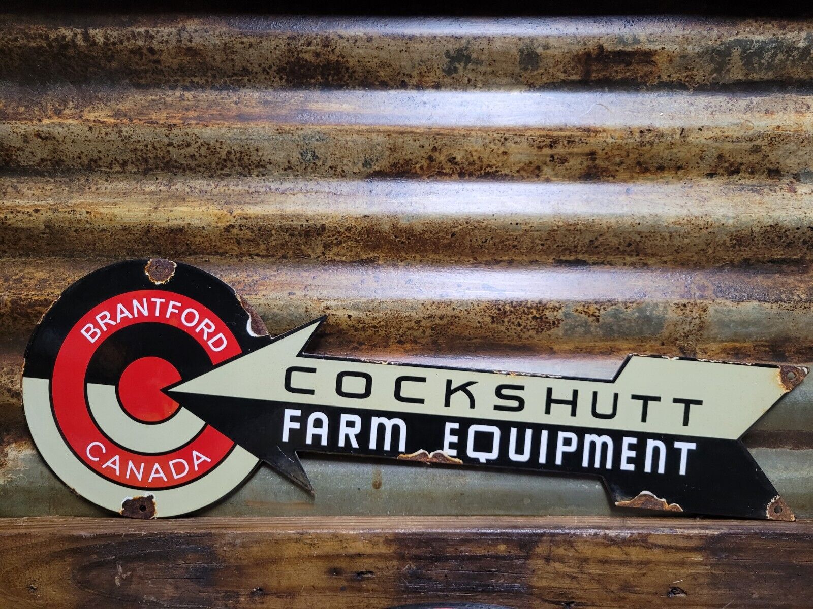 VINTAGE COCKSHUTT PORCELAIN SIGN FARM EQUIPMENT TRACTOR MACHINERY DEALER CANADA