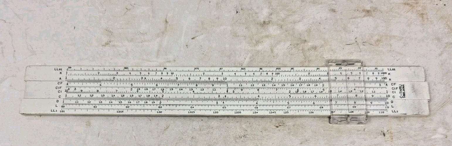 Vintage C-Thru S889 Log-Log Slide Rule Engineering Math Calculator Japan W/Case Vintage C-Thru S889 Log-Log Slide Rule Engineering Math Calculator Japan W/Case