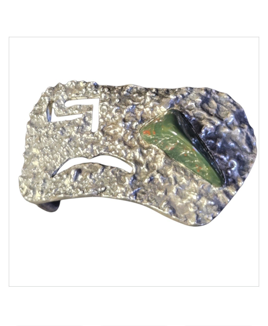 Antonio Pineda Taxco Mexico Sterling Silver Green Agate Buckle Antonio Pineda Taxco Mexico Sterling Silver Green Agate Buckle