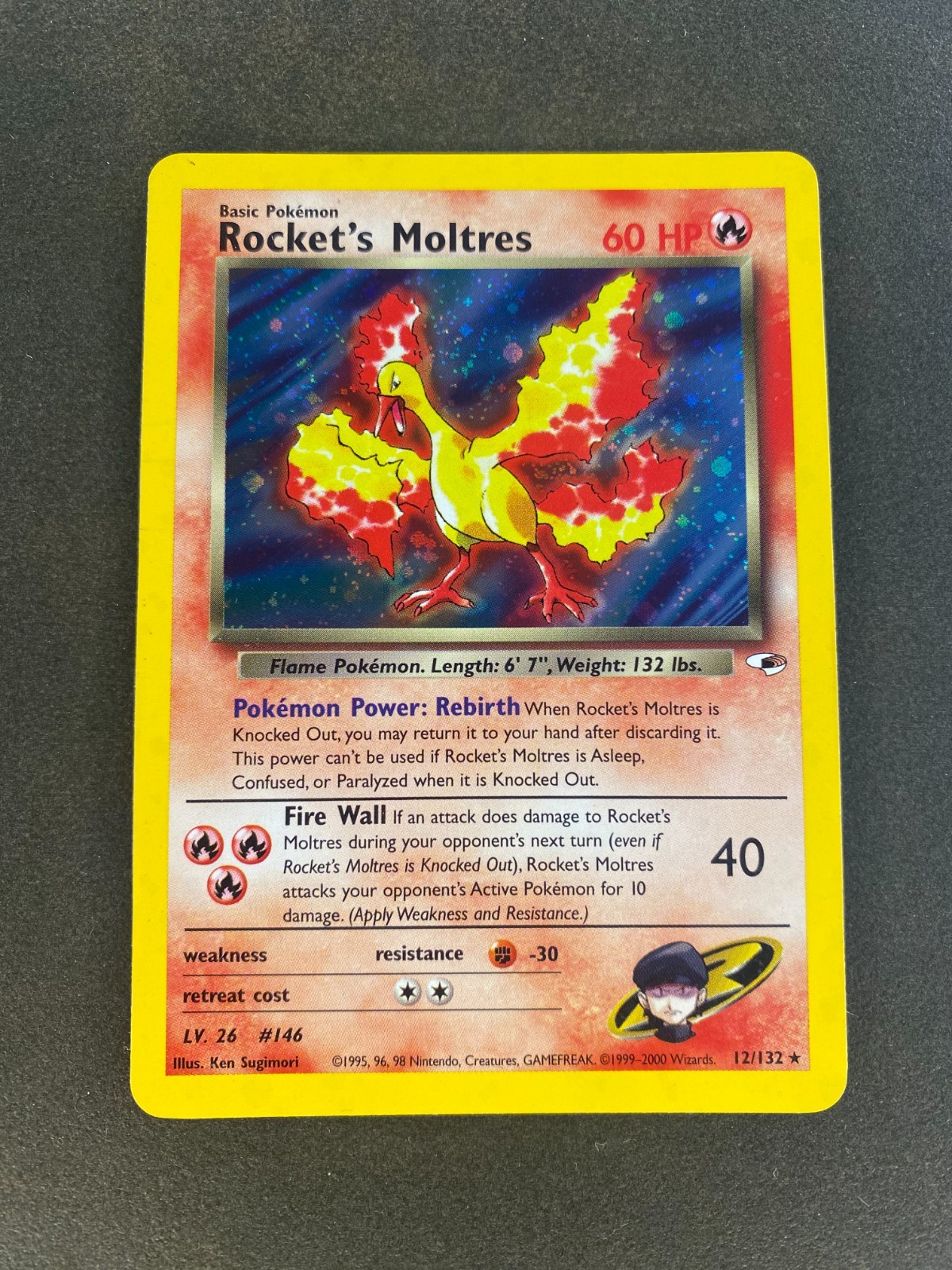 Rocket's Moltres 12/132 - Gym Heroes - Vintage Holo Rare Pokemon Card - LP Rocket's Moltres 12/132 - Gym Heroes - Vintage Holo Rare Pokemon Card - LP