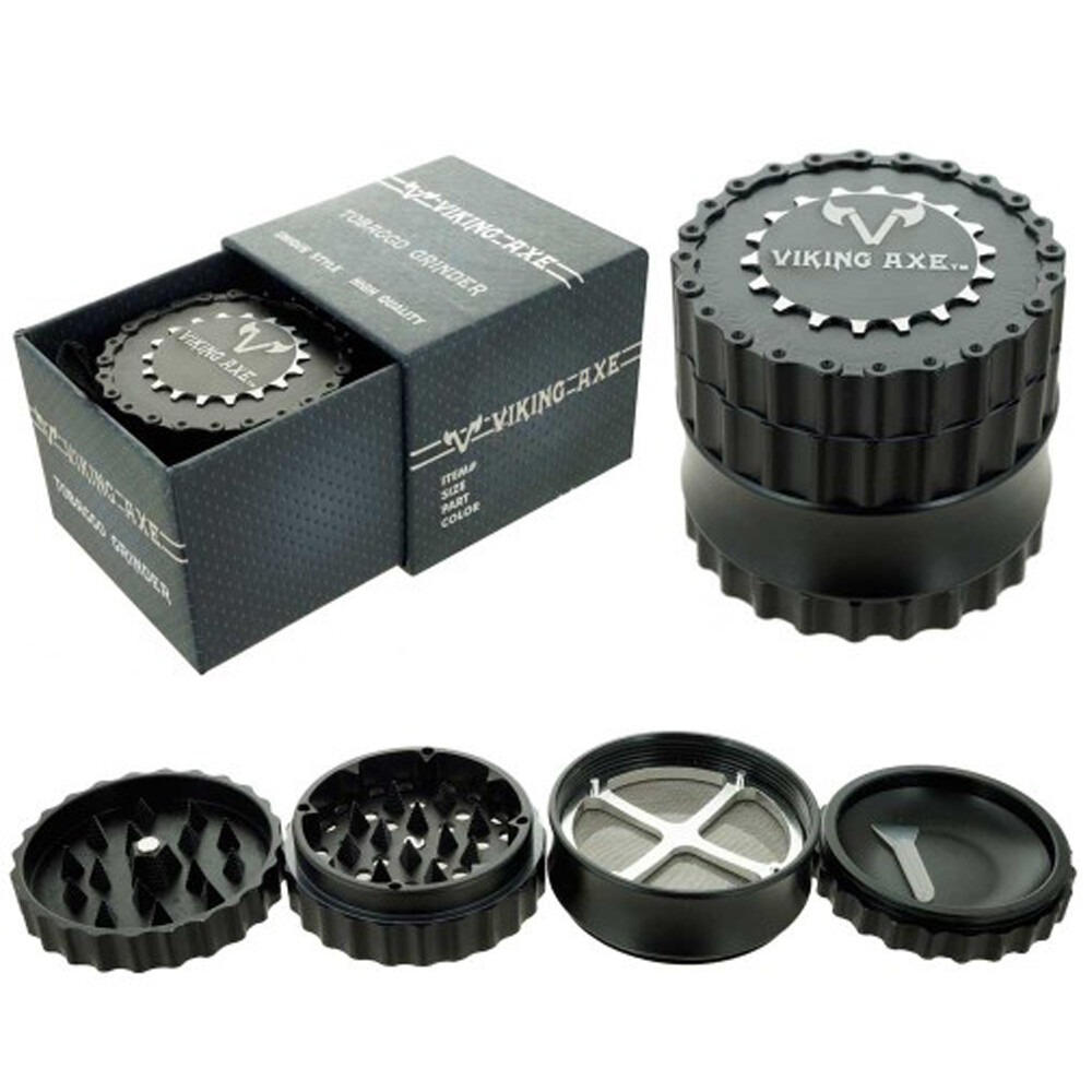 New Design Aluminum Chain Tobacco Grinder 2.5" 4 PC Spice Crusher Extra Screen B New Design Aluminum Chain Tobacco Grinder 2.5" 4 PC Spice Crusher Extra Screen B