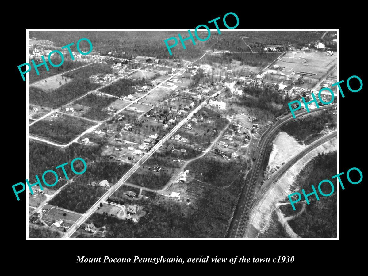 OLD 8x6 HISTORIC PHOTO OF MOUNT POCONO PENNSYLVANIA AERIAL VIEW OF TOWN c1930 OLD 8x6 HISTORIC PHOTO OF MOUNT POCONO PENNSYLVANIA AERIAL VIEW OF TOWN c1930