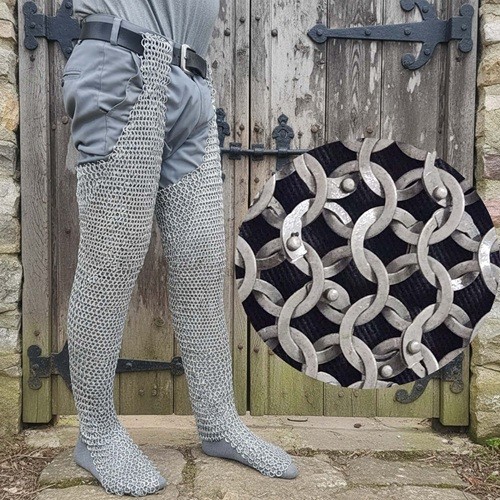 Chainmail Leggings : 9 mm Mild steel Flat Riveted Rings Reenactment For Event Chainmail Leggings : 9 mm Mild steel Flat Riveted Rings Reenactment For Event