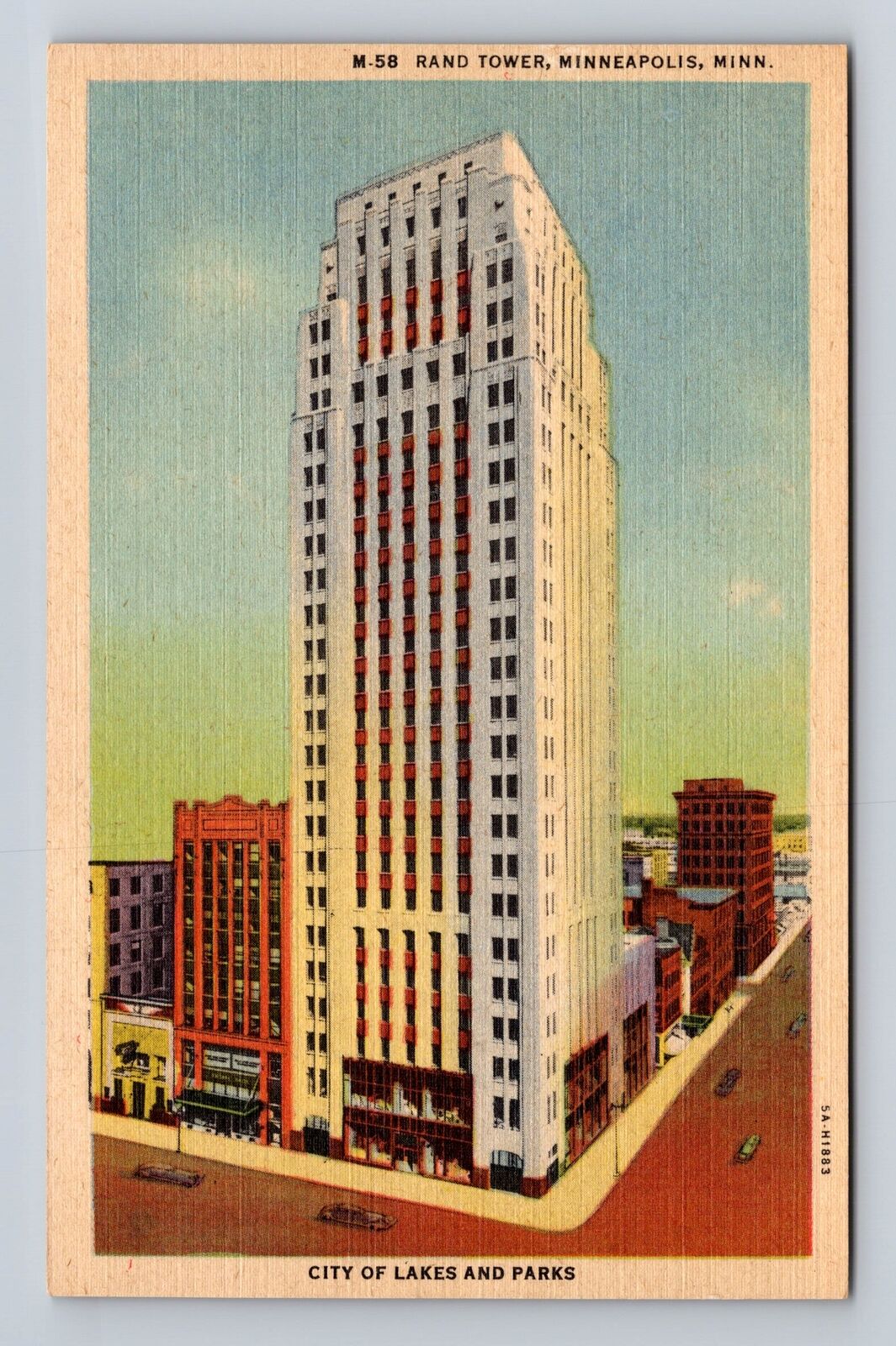 Minneapolis MN-Minnesota, Rand Tower, Antique Vintage Souvenir Postcard