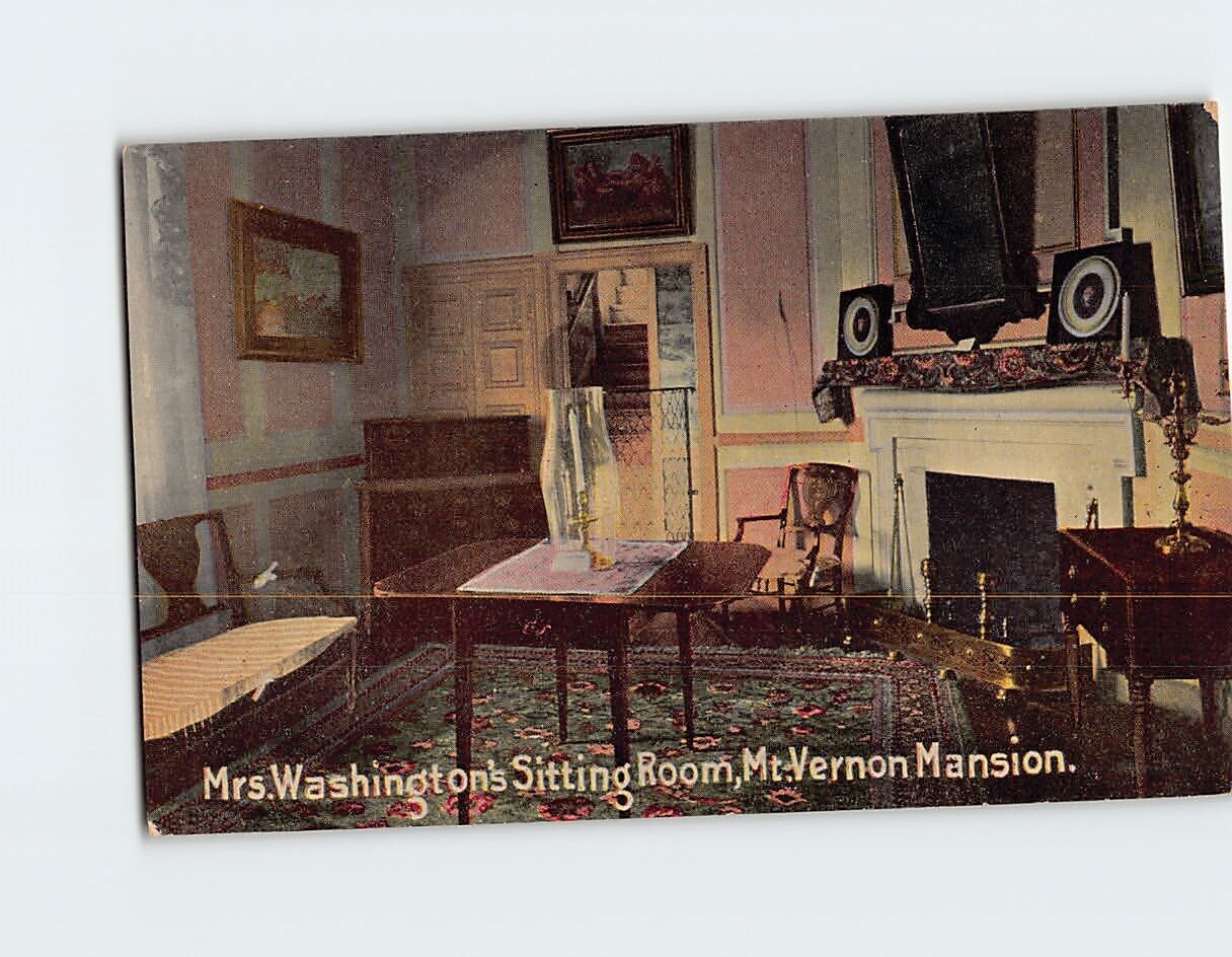 Postcard Mrs. Washington\'s Sitting Room Mt. Vernon Mansion Virginia USA