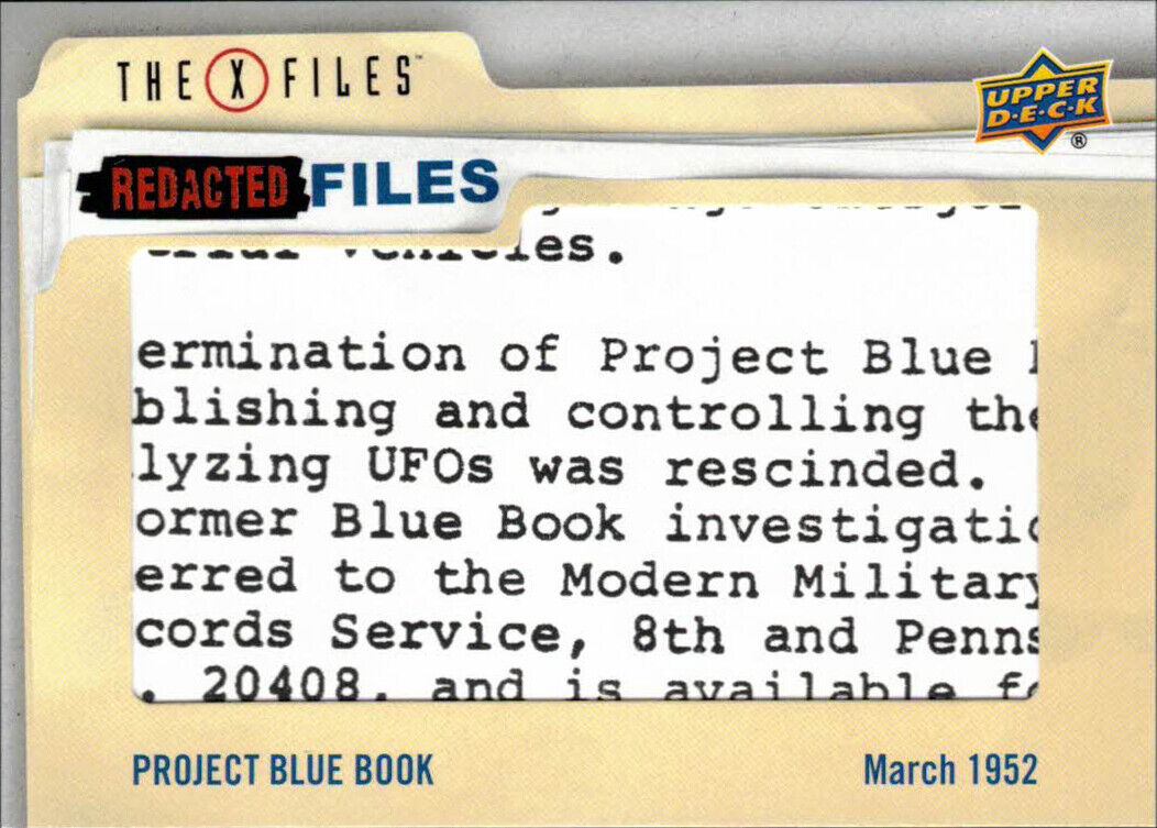 X-Files UFOs Aliens Redacted Files RF-27 Project Blue Book Achievement B