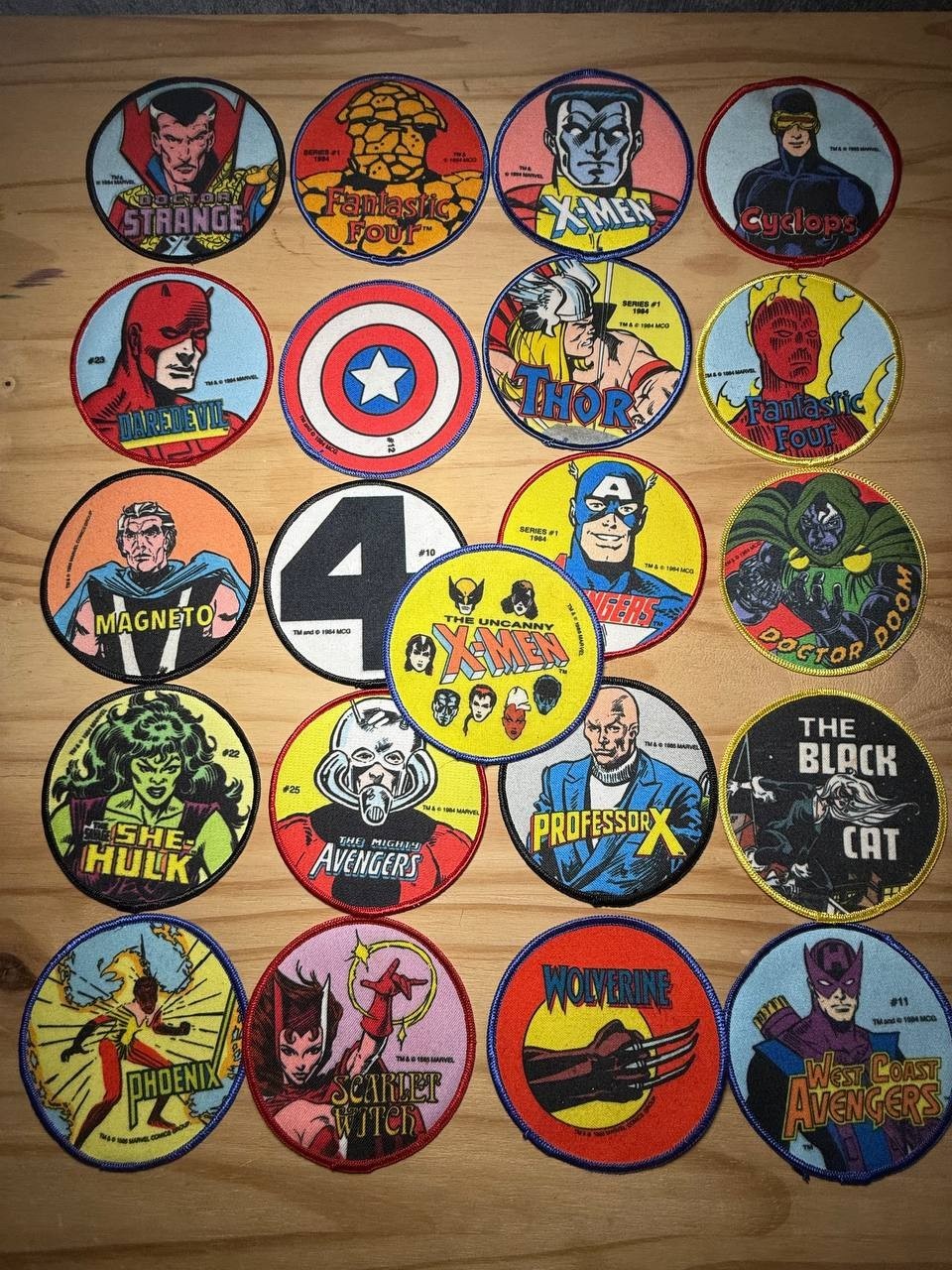 Vintage Marvel Comics Patch Lot (21 pcs) • 1984–1986 • 4" Round Sew-On Patches • Vintage Marvel Comics Patch Lot (21 pcs) • 1984–1986 • 4" Round Sew-On Patches •