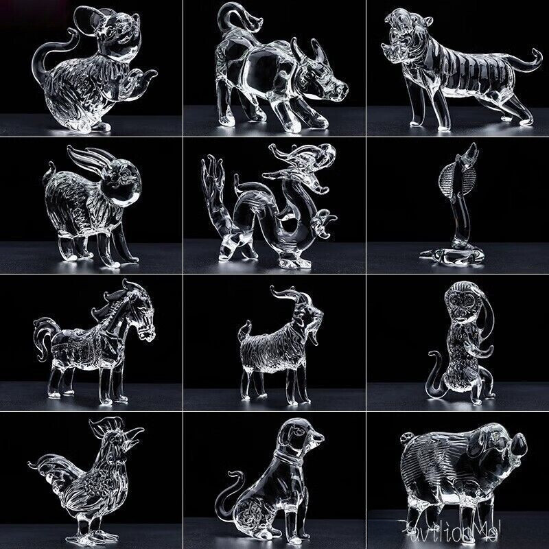 12 Pcs Chinese Crystal 12 Zodiac Animals Statue Table Decor Craft Collection 12 Pcs Chinese Crystal 12 Zodiac Animals Statue Table Decor Craft Collection